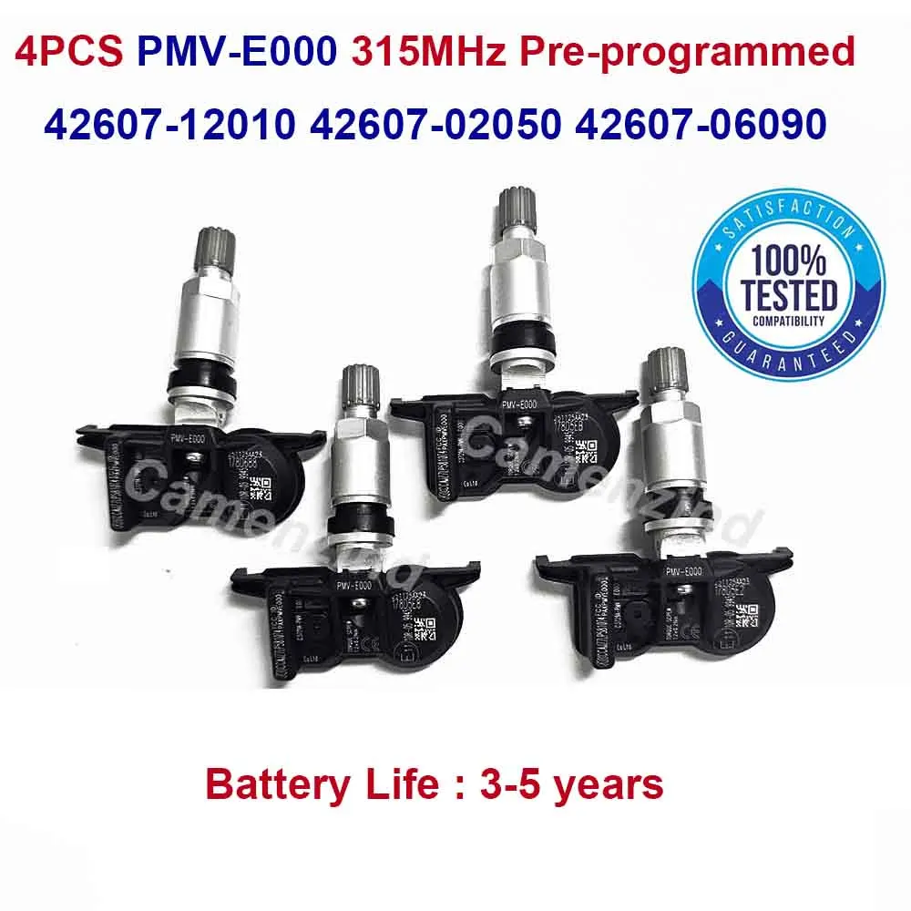 1/4Pcs PMV-E000 Tire Pressure Sensor For Toyota Tacoma Camry 4Runner Lexus ES RX Series 315Mhz 42607-12040 42607-02050 PMVE000