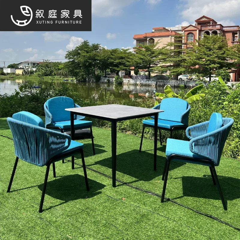 Xuting Villa Outdoor Table and Chair Courtyard Garden Rooftop Single Rattan Chair Outdoor Terrace Yard Rope Knitted Leisure Furn