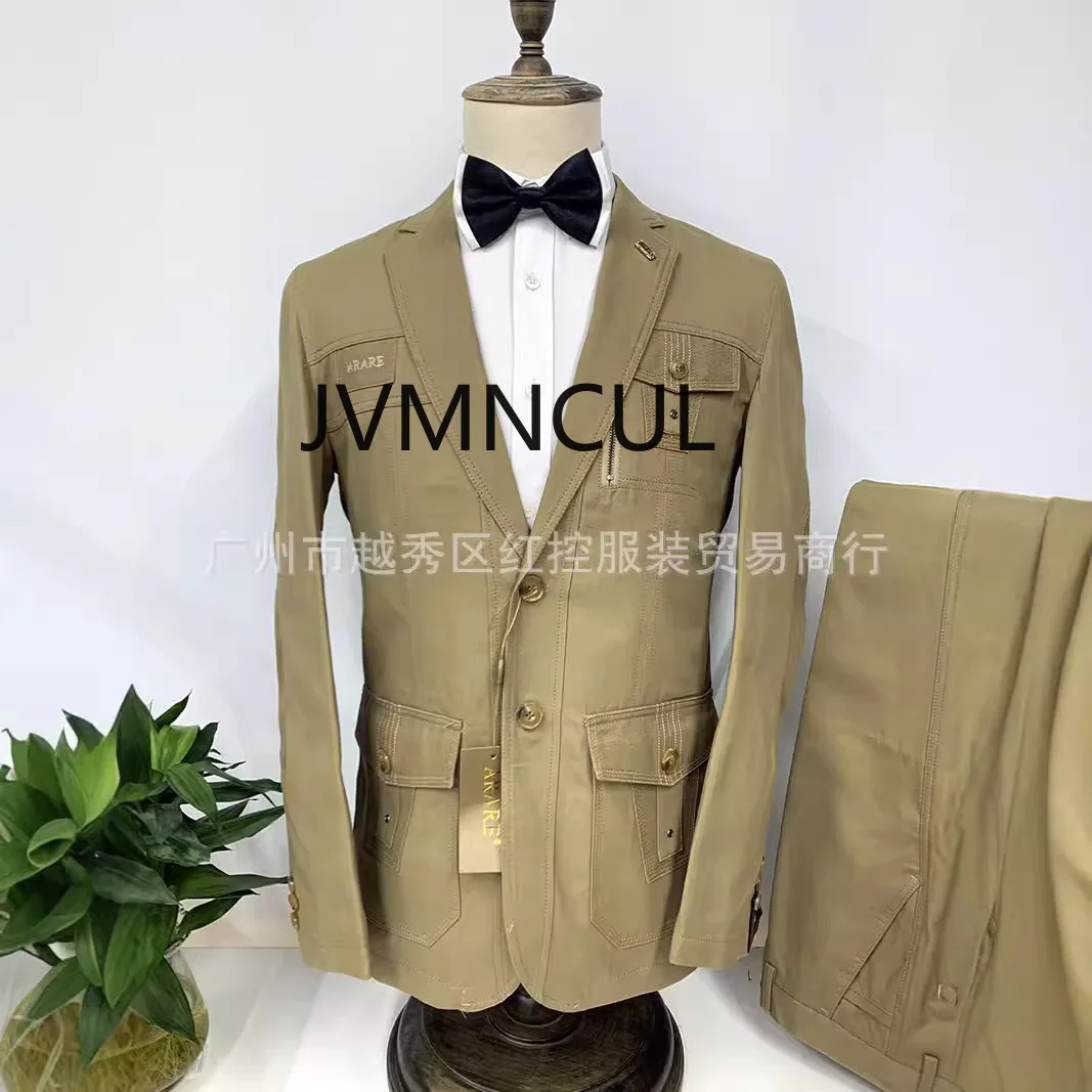 2025 Stylish 2-Piece Cotton Suit Set for Men, Ideal for Work, Wedding, Popular Choice on Amazon Europe and America