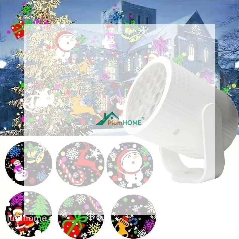1 Set USB Rotating Christmas Pattern LED Stage Lights Snowflake Christmas Projector Outdoor Night Lighting Christmas Decor