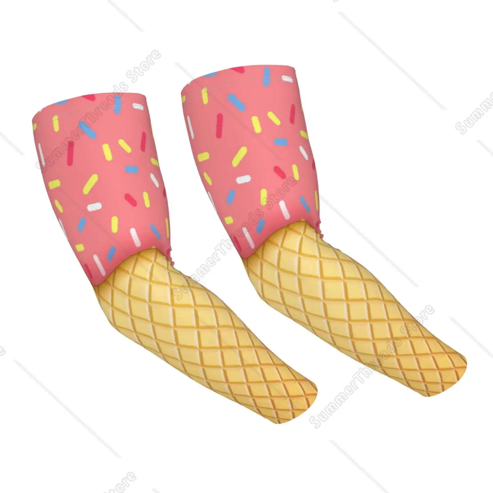 

Pink Ice Cream UV Sun Protection Arm Sleeves - Cooling Compression Arm Sleeve - Sports & UV Arm Sleeves for Men & Women
