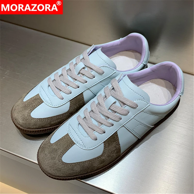 

MORAZORA/Роскошные замшевые женские кроссовки, разноцветные повседневные туфли на шнуровке, модные весенне-летние женские туфли на плоской подошве