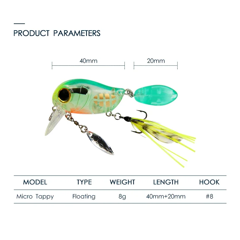 Floating Micro Crankbaits 30mm2g Artificial Surface Wake Bait Crank Wobbler Shallow Topwater Fishing Lures for Trout Bass