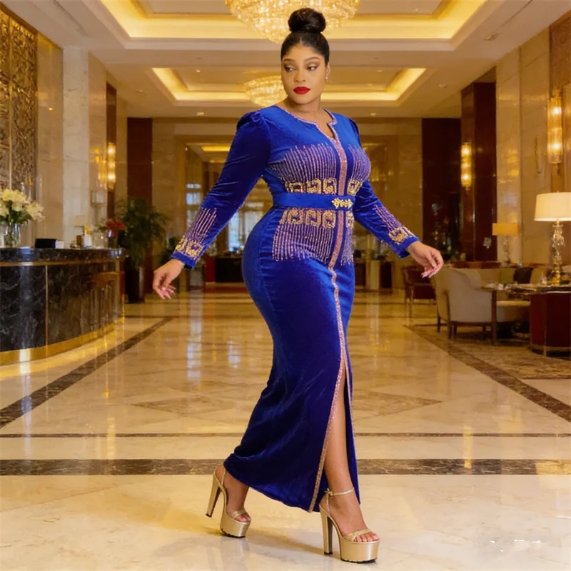 robes-en-velours-africain-pour-femmes-robe-de-soiree-elegante-diamants-kaftan-abaya-dubai-tenues-ankara-dashiki-vestidos-caftan
