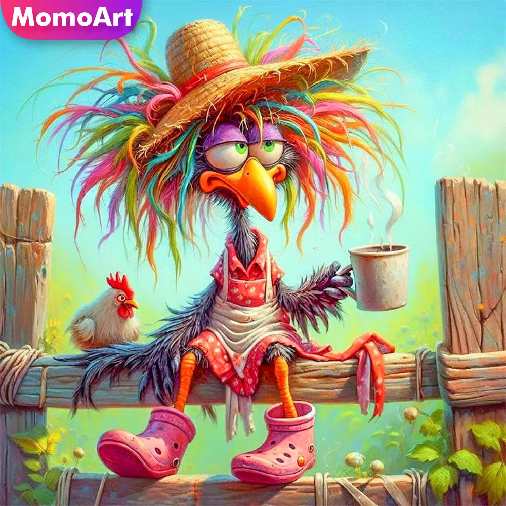 Momoart Diamond Embroidery Animal Full Square Round Painting Chicken Rhinestones Picture Mosaic Pattern For Adults Beginners