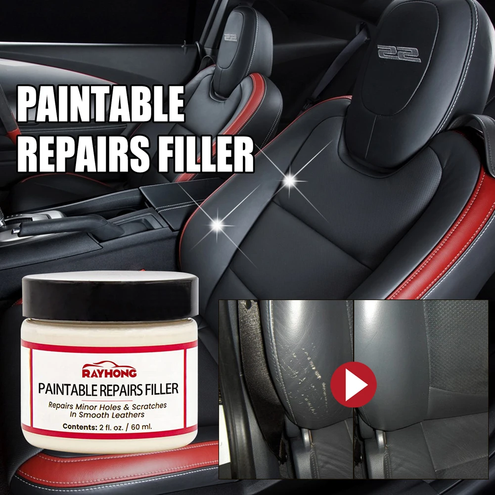 Leather Filler for Filling or Repairing Holes, Tears, Cracks, Scratches, for Leather Car Seats, Furniture, Shoes- Flexible - 2oz