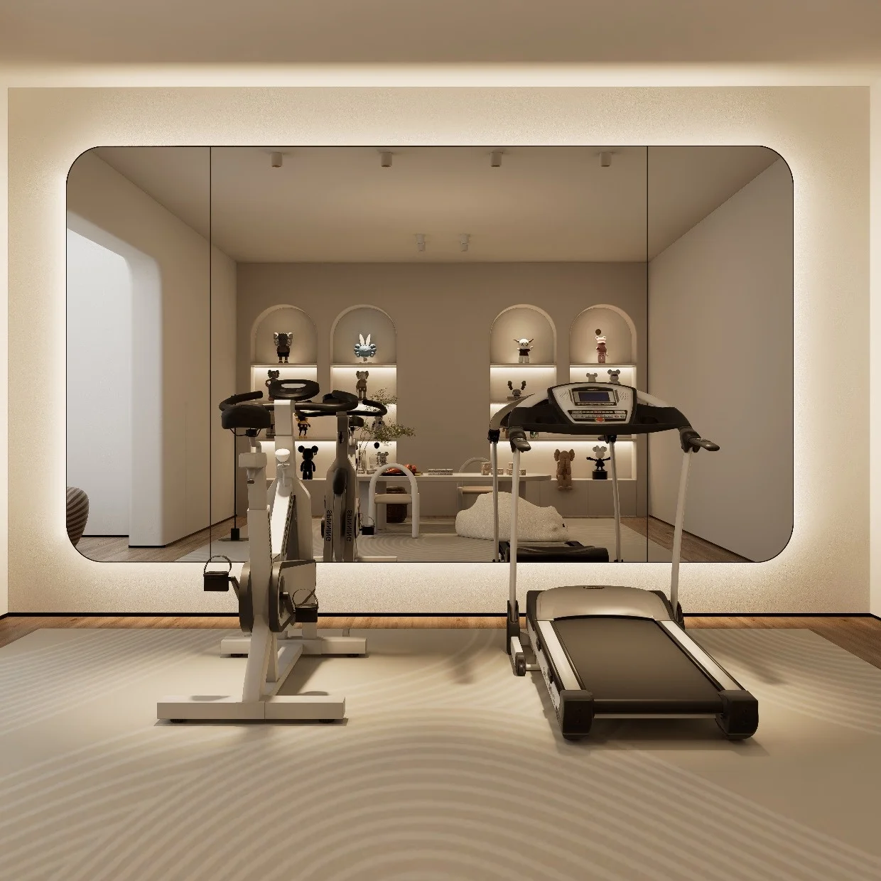 Specchio da palestra personalizzato in vetro grande da 4 mm Specchio moderno con cornice per yoga fitness in aula per studio di danza montato a parete per uso in palestra