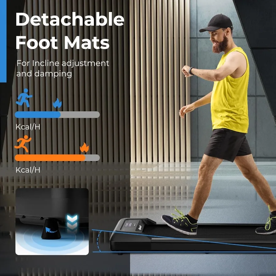 جهاز مشي محمول 2 في 1 تحت المكتب للياقة البدنية في المكتب المنزلي: يدعم ما يصل إلى 265 رطل يتميز بجهاز التحكم عن بعد وشاشة LED fo