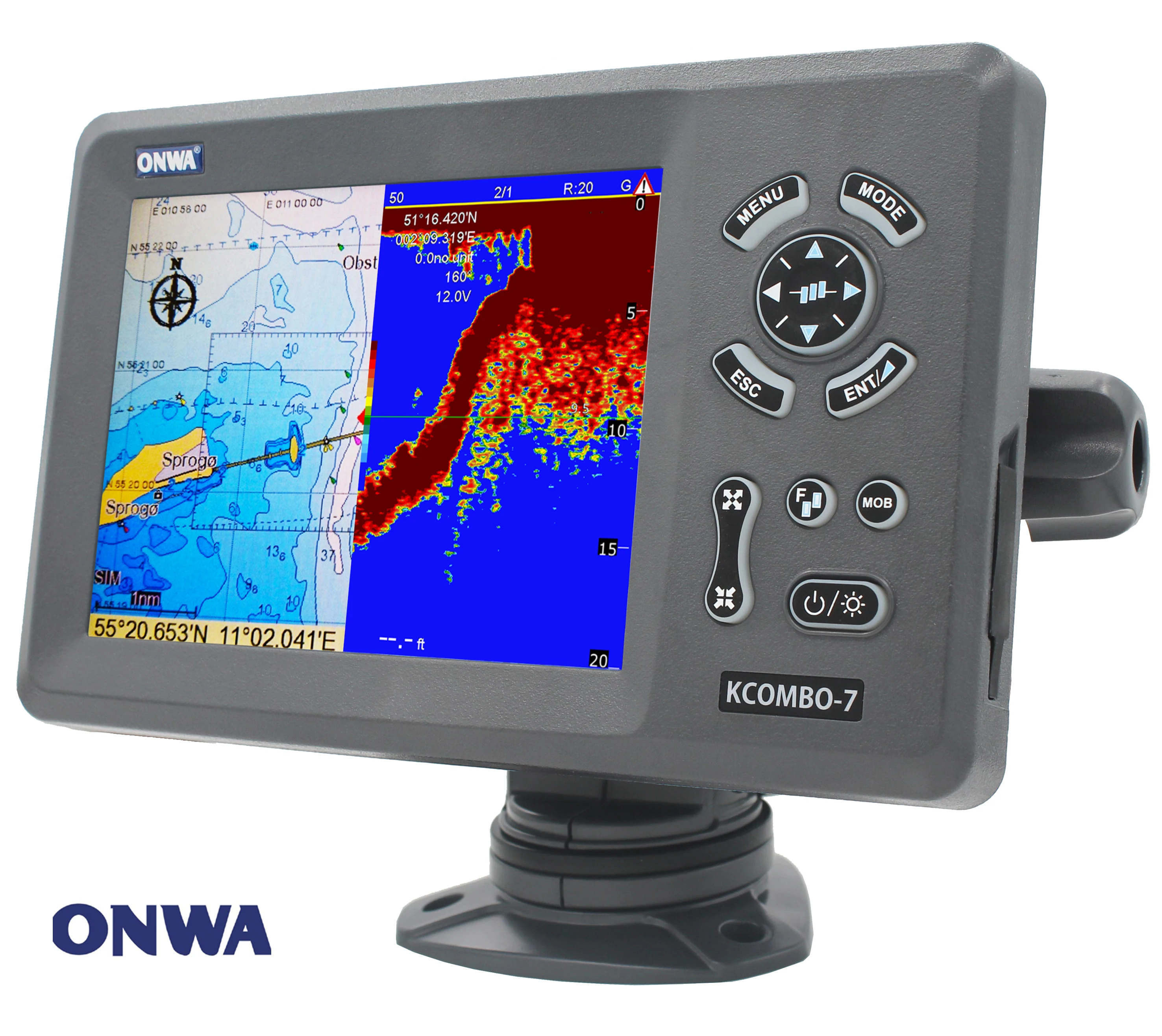 

ONWA KCombo-7A 7inch marine GPS combo transducer Color LCD GPS plotter Combo with Fishfinder GPS +FISH FINDER+ Class B AIS