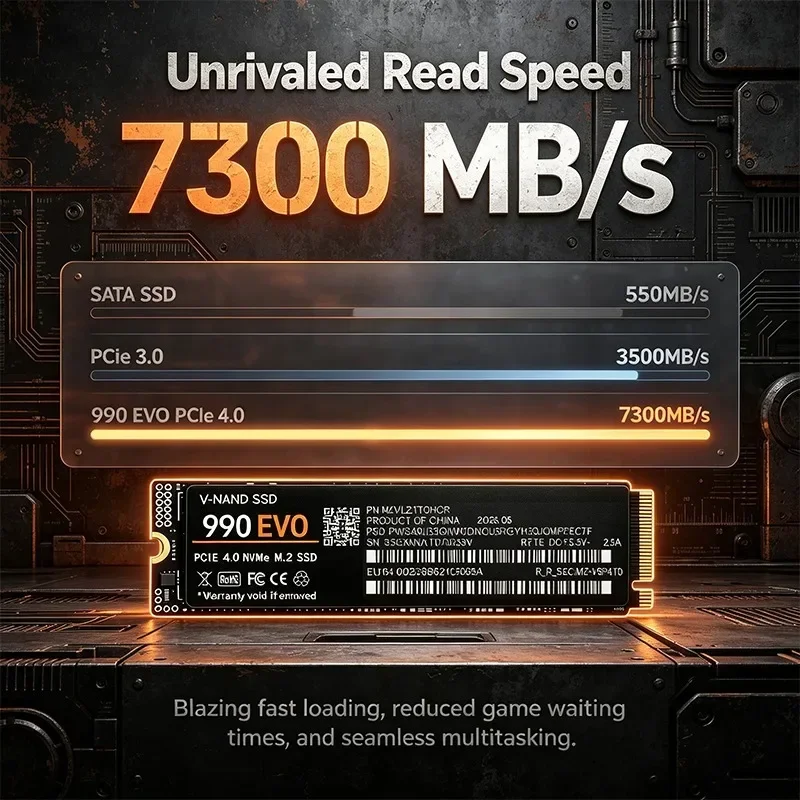 Original 990 EVO NVMe M.2 2280 PCIe 4.0 X4 SSD TLC 3D NAND 7300MB/s 500GB-4TB Internal Storage Solid State Drive for PS5 Gaming