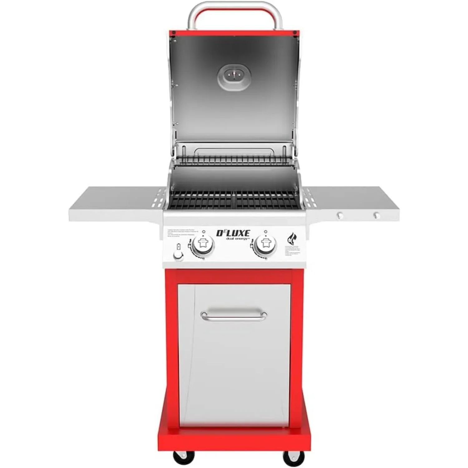 2-Burner Propane Barbecue Gas Grill,401 sq. in,28000 BTUs,Foldable Side Table,w/ Full stainless Steel Control Panel,Red