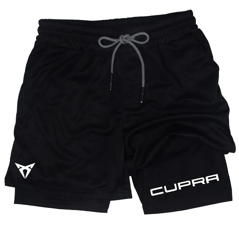 Men's Short Sports 2-in-1 Breathable Elastic Quick-dry Double-layer Summer Running Double-deck Sport Shorts Sportswear Clothes