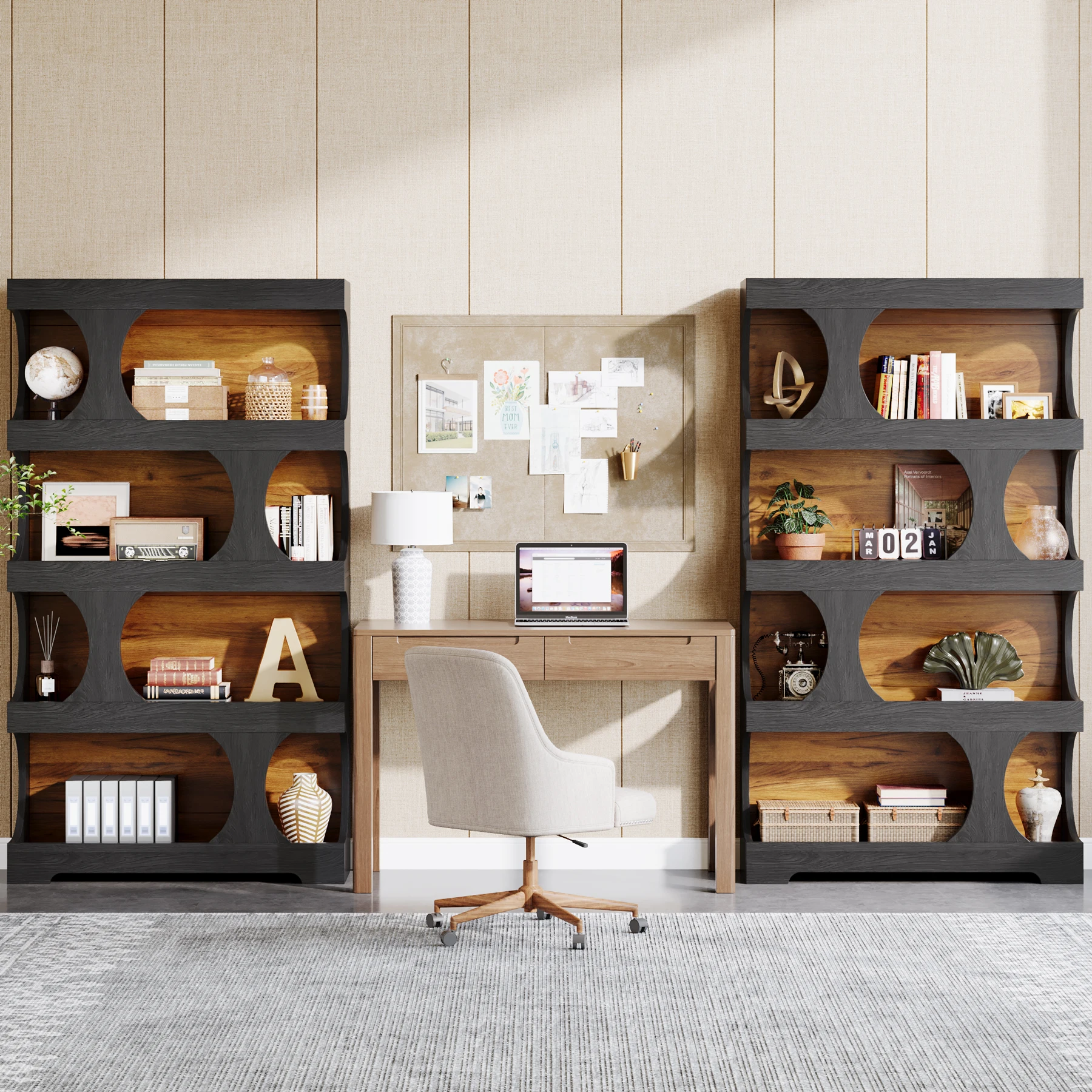 خزانة كتب طويلة مقاس 71 بوصة من Tribesigns، رف كتب على شكل حرف S مكون من 4 طبقات، رفوف تخزين خشبية مزخرفة، أرفف عرض حديثة قائمة بذاتها