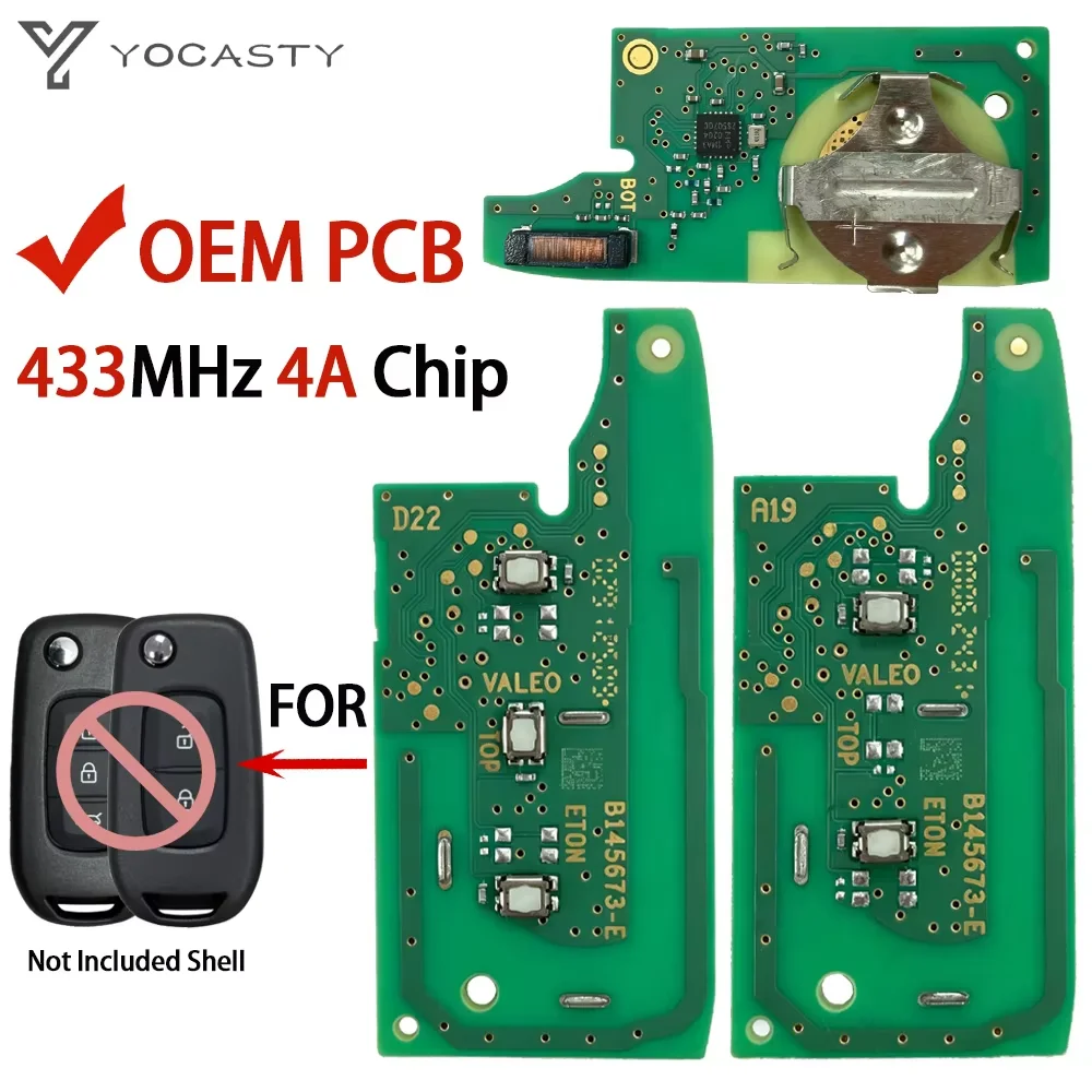 FCCID:N5F-PFK1A Original PCB 433Mhz 4A Chip For Renault Logan Duster Sandero Oroch Remote Flip Car Key Circuit Board