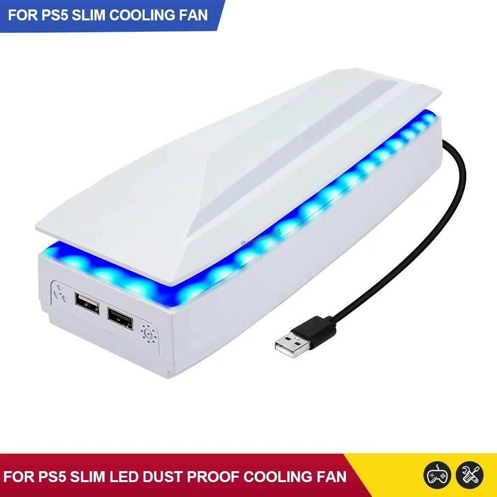 Topkoelventilator voor PS5 Slim met RGB LED-verlichting, gamehost radiator, stofdichte ventilator voor warmteafvoer voor PS5 Slim console