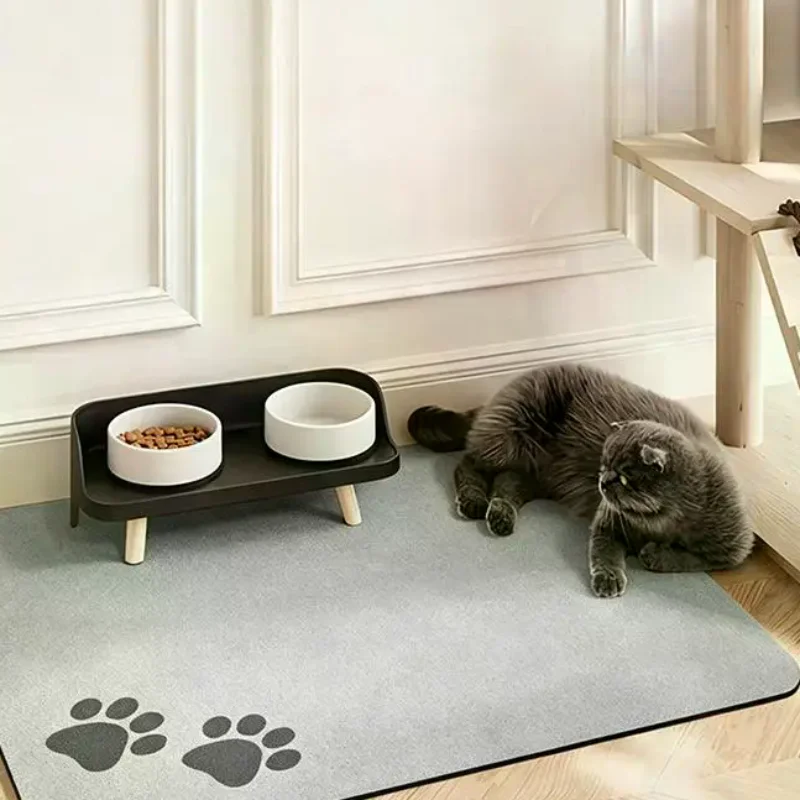 Pet Placemat Diatomaceous Mud Absorbent Pad Waterproof Anti Slip Food And Water Bowl Mat For Dog Cat Dining Area