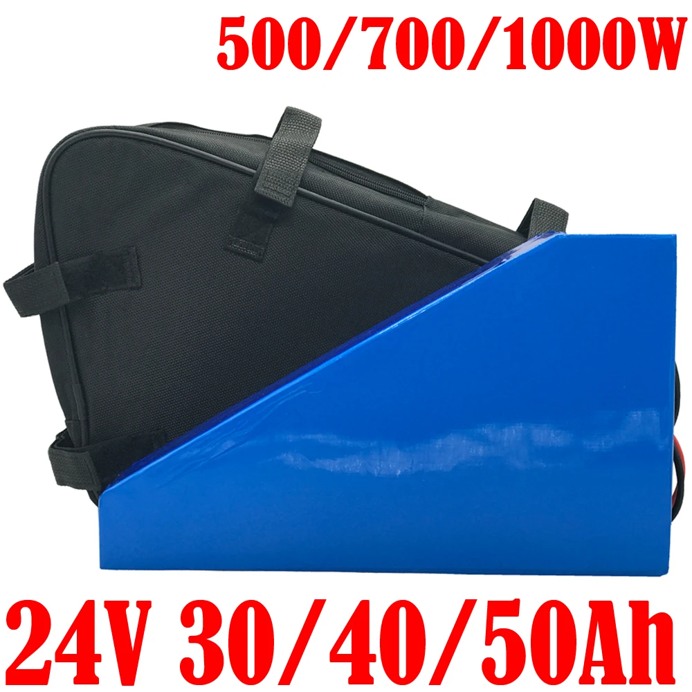 18650 cell  ebike battery 24V 50AH 40AH 30AH Triangle Lithium Battery 24V Battery For 1000W 700W 500W 350W Electric Bicycle Bike