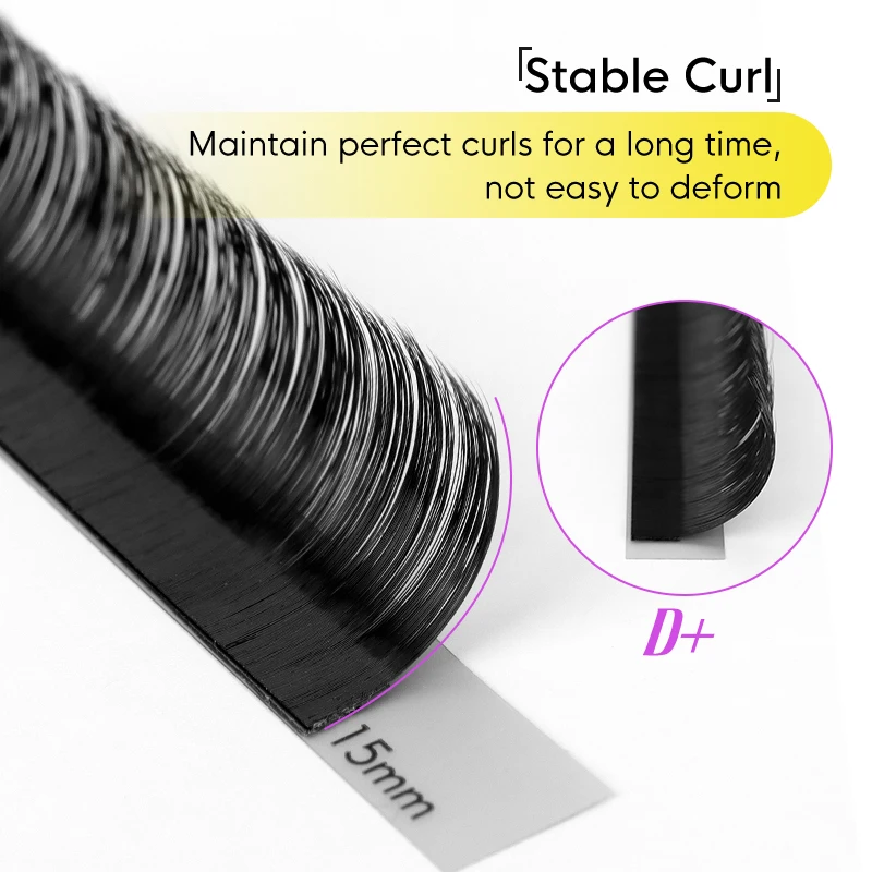 Misslamode D+ Curl All Size Mink Eyelashes 8-15mm Mix Individual Eyelashes 16rows Russian Volume Eyelashes Extension