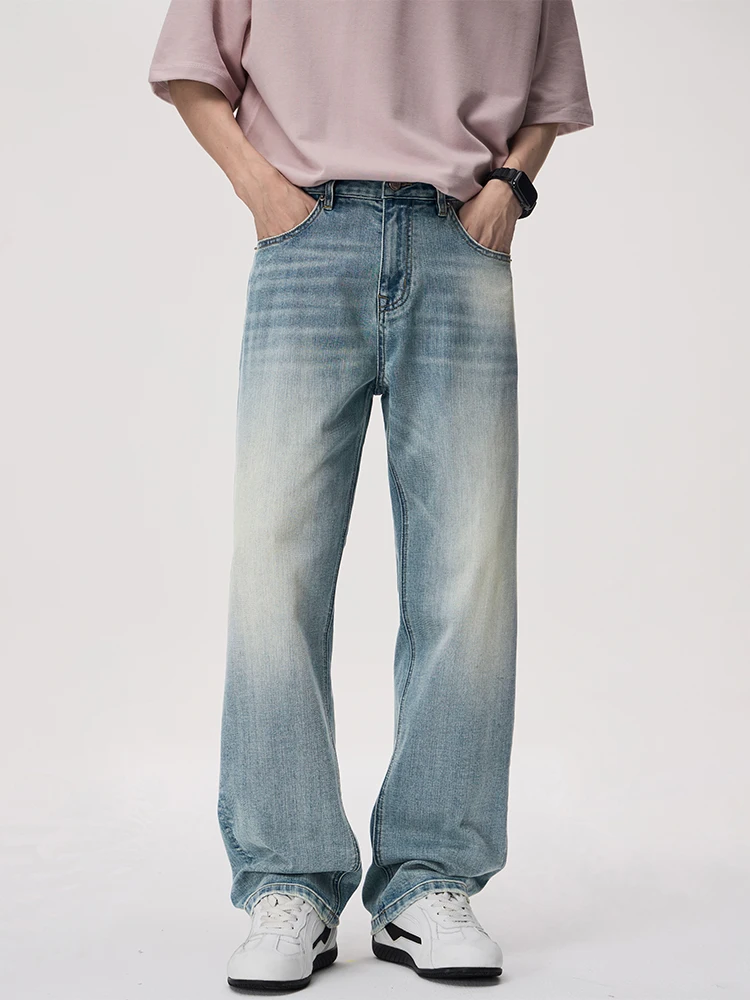 

Men's Summer Lyocell Jeans Luxury Class Clean fit Light Blue Loose Straight High Street Casual Denim Pants Premium Breathable