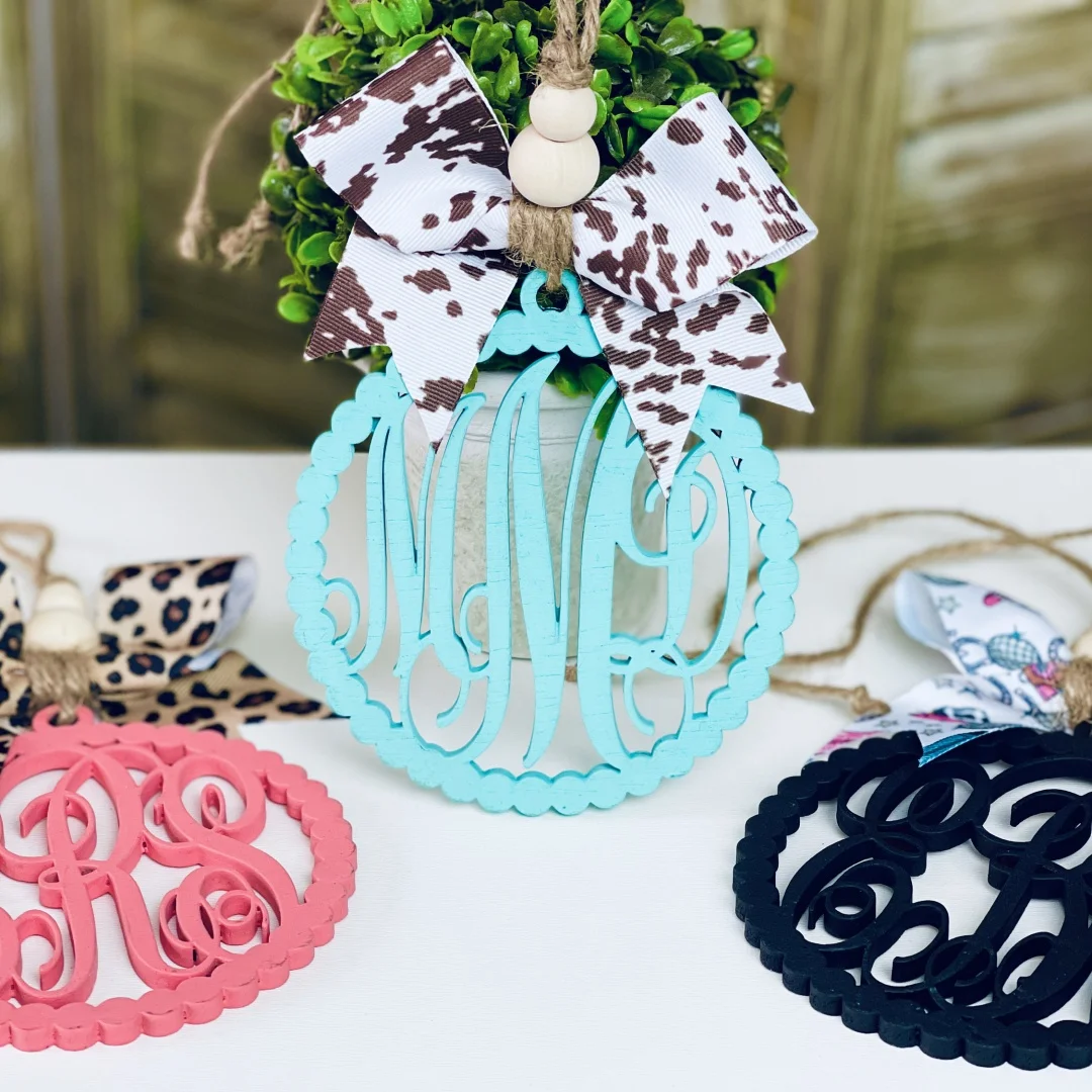 Car charm rear view mirror | Cheetah car mirror charm | car freshie | Initial monogram car charm | car accessories | western car