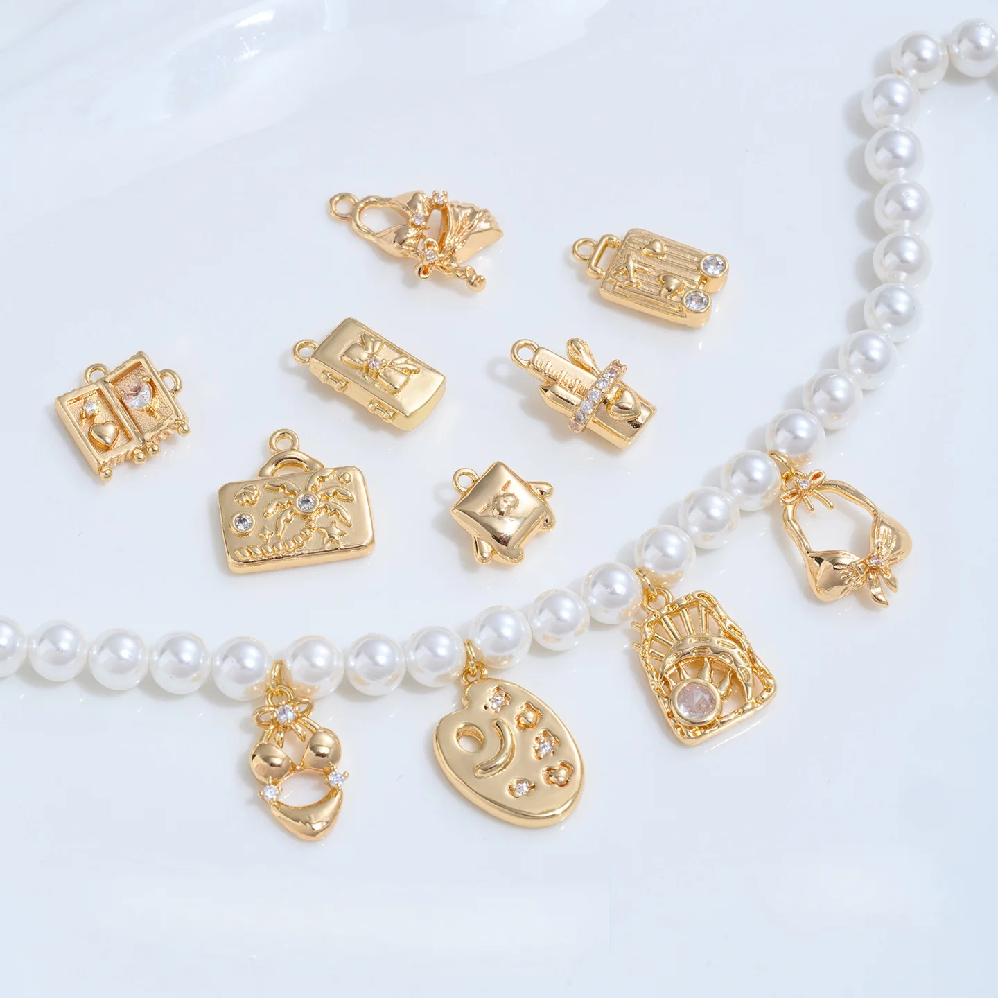 14K Gold Plated Brass Girl Travel Bikini Ballet Charms Pendant For DIY Bracelet Necklace Jewelry Making Accessories