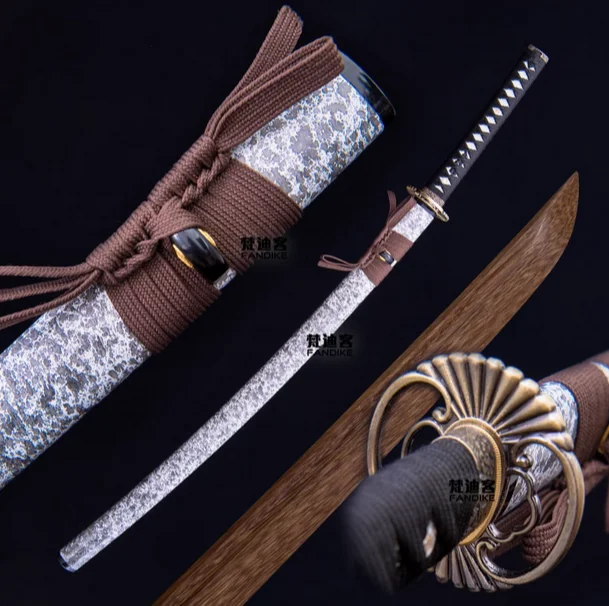 Japanese Samurai Katana Tachi Sword, Top Quality Solid Wenge Wood Blade, Copper/Alloy Fittings, Unsharp