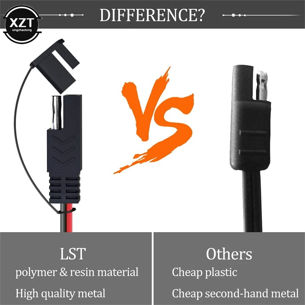 1.2/1.8/3m 12-24V SAE Fuse Box Plug Cable Solar Cable SAE to O-ring Connector Extension Cable for Battery Charger Maintainer