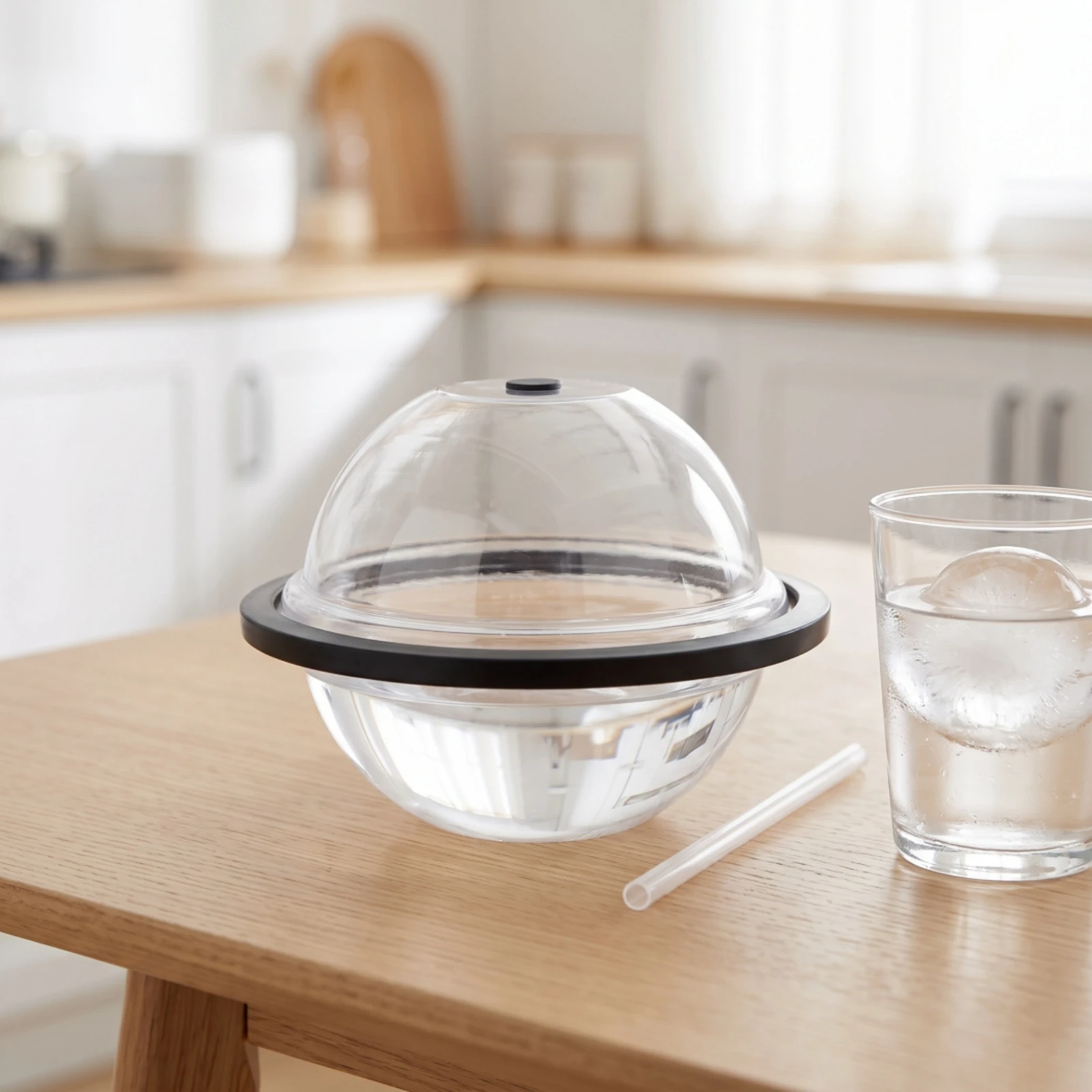 Leakproof Beverage Container Clear Spherical Cup with Silicone Straw Hermetico Globe Drink Holder for Summer Cocktails view 4