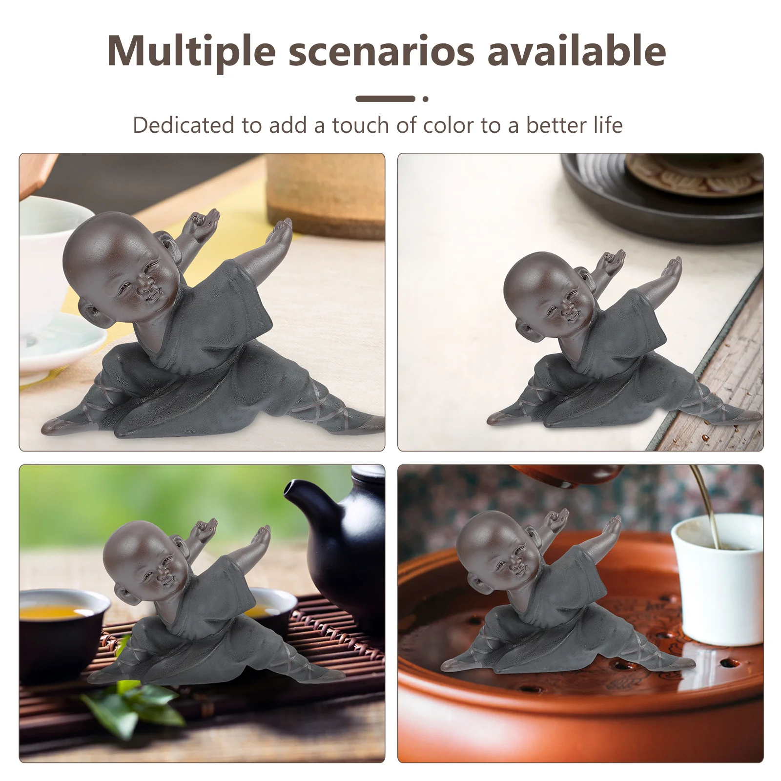 

1Pcs Ceramic Purple Sand Monk Ornament Lightweight Young Monk Tea Pet Office Home Decor Buddha Handicraft Blessing