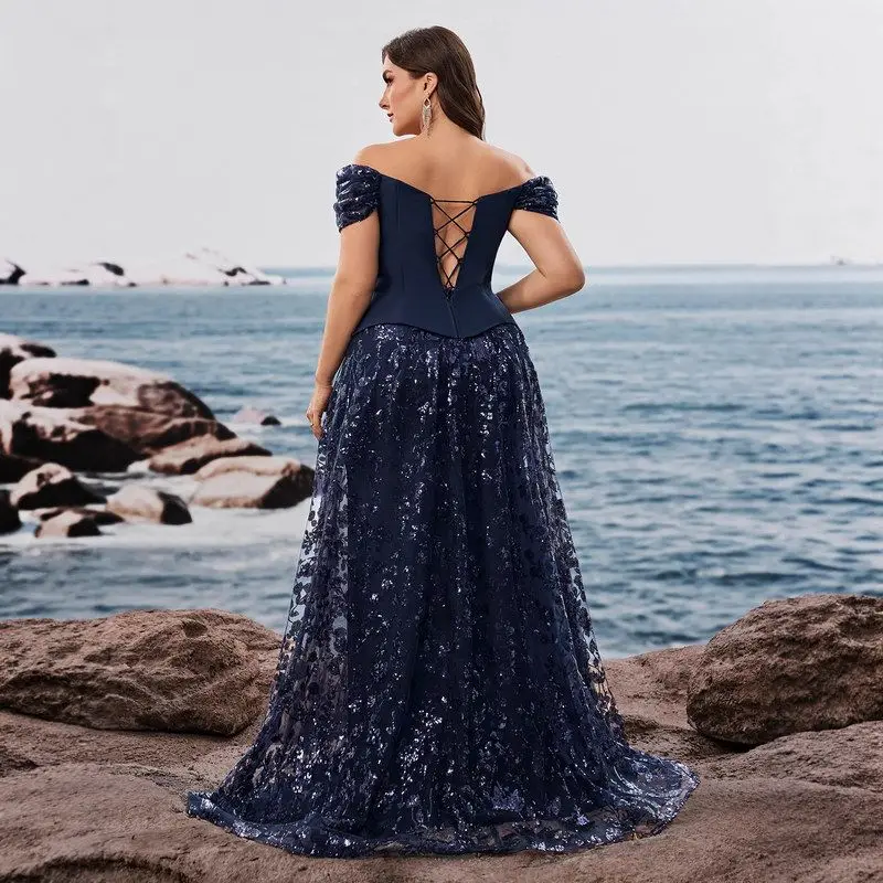 Ele Bead المرقعة وهمية قطعتين مساء الدكتور حجم كبير ثوب رسمي المرأة الدكتور تنورة طويلة ألياف البوليستر #2