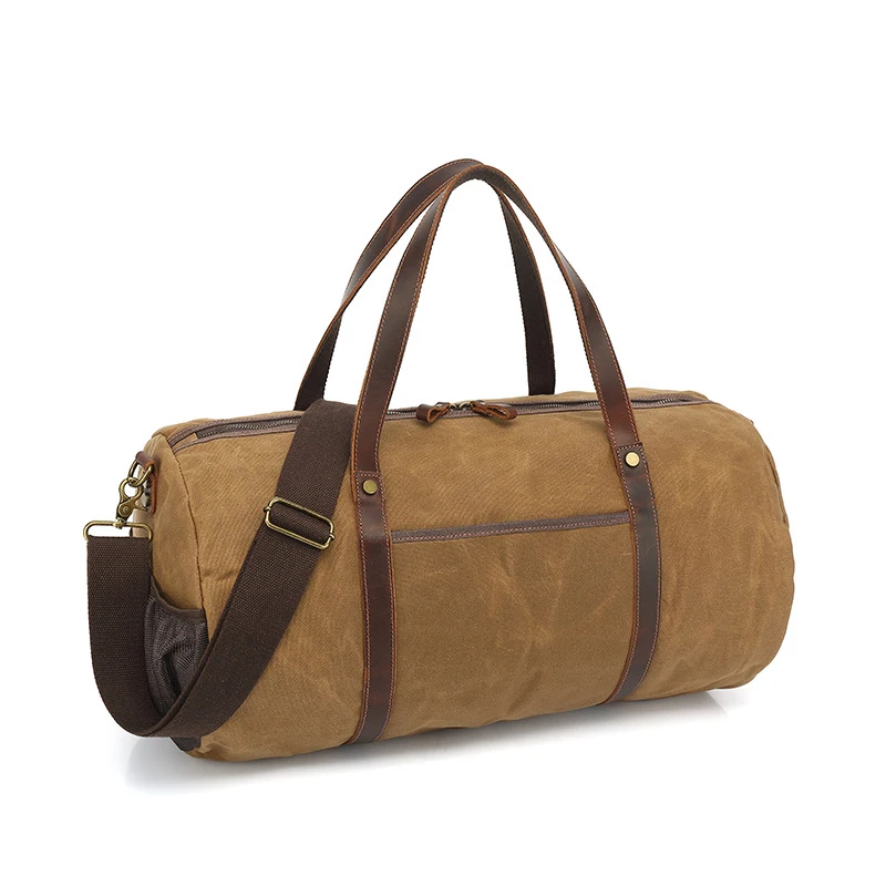 Wear-resistant retro-oil wax canvas travel retro outdoor one-shoulder duffel bag