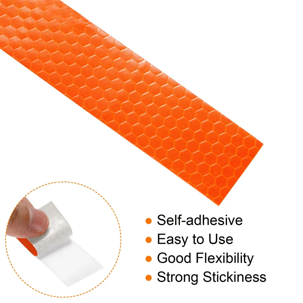2cm*8m Orange Reflective Tapes Waterproof Auto Adhesive Safety Conspicuity Marking Stickers For Bike Trailer Truck Warning Signs