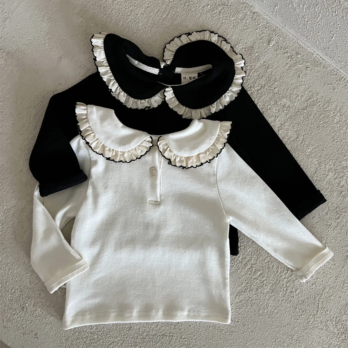 T-shirt en coton à manches longues pour bébé, chemise à fond pour tout-petits, col claudine, solide, polyvalent, nouveau, printemps, 2025