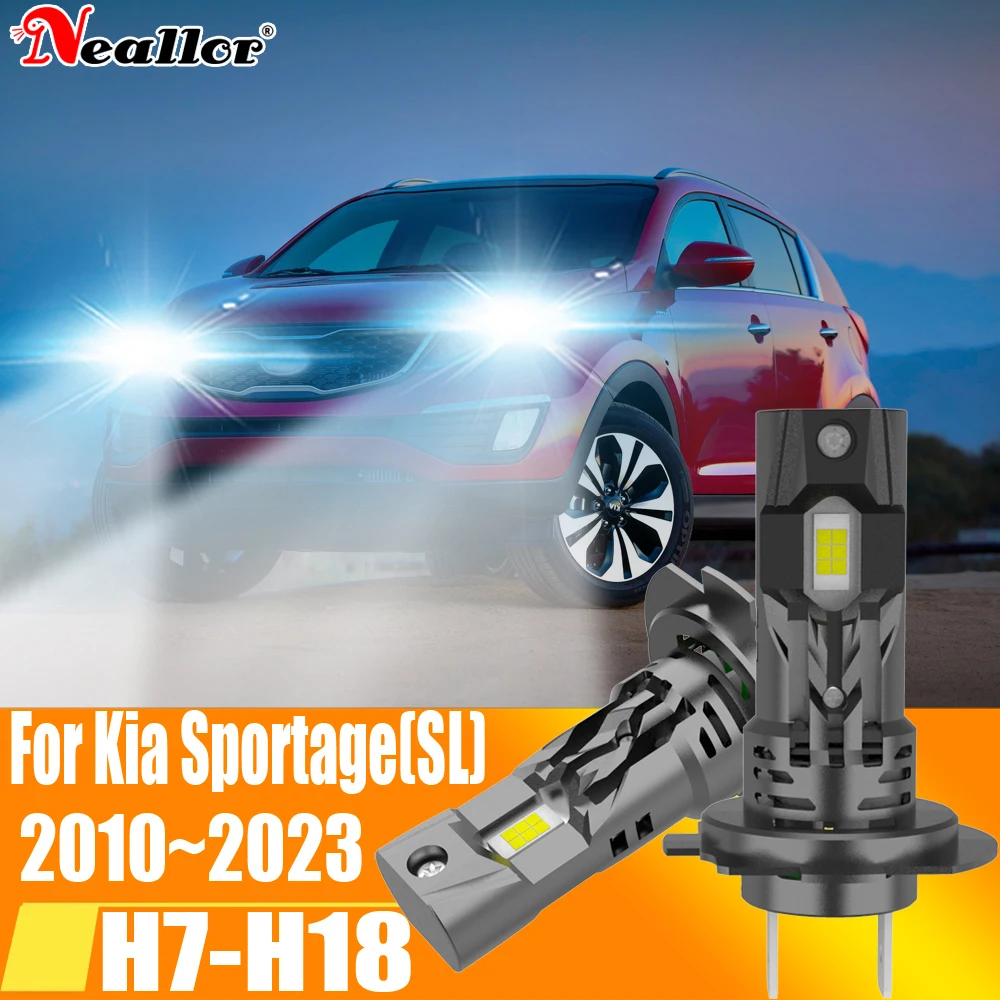 

2x High Power H7 Led Headlight Canbus No Error H18 Car Bulb 6000K White Light Moto Diode Lamp 12v 55w For Kia Sportage 2010~2023