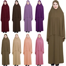 Eid Ramadan 2 Piece Khimar Muslim Abaya Women Hijab Skirt Set Prayer Garment Dress Islamic Modest Kaftan Arab Burqa Gowns Niqab