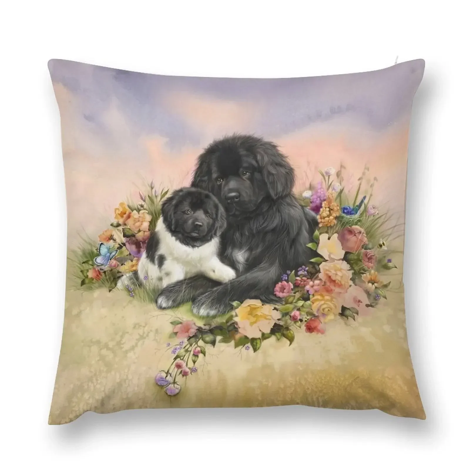 Newfie and baby Landseer Throw Pillow home decor items Cushion Covers For Living Room pillow