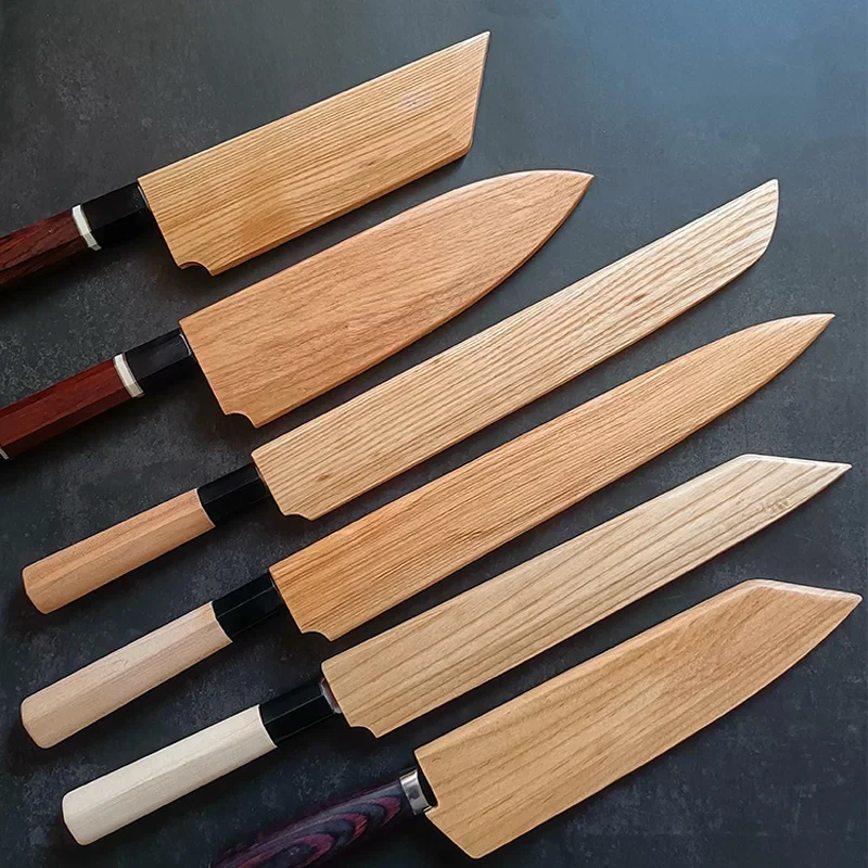 Wooden Chef's Knife Sheath Japanese Blade Protector Cover Holder Kitchen Multi-function Magnetic Scabbard Pocket Knife Case