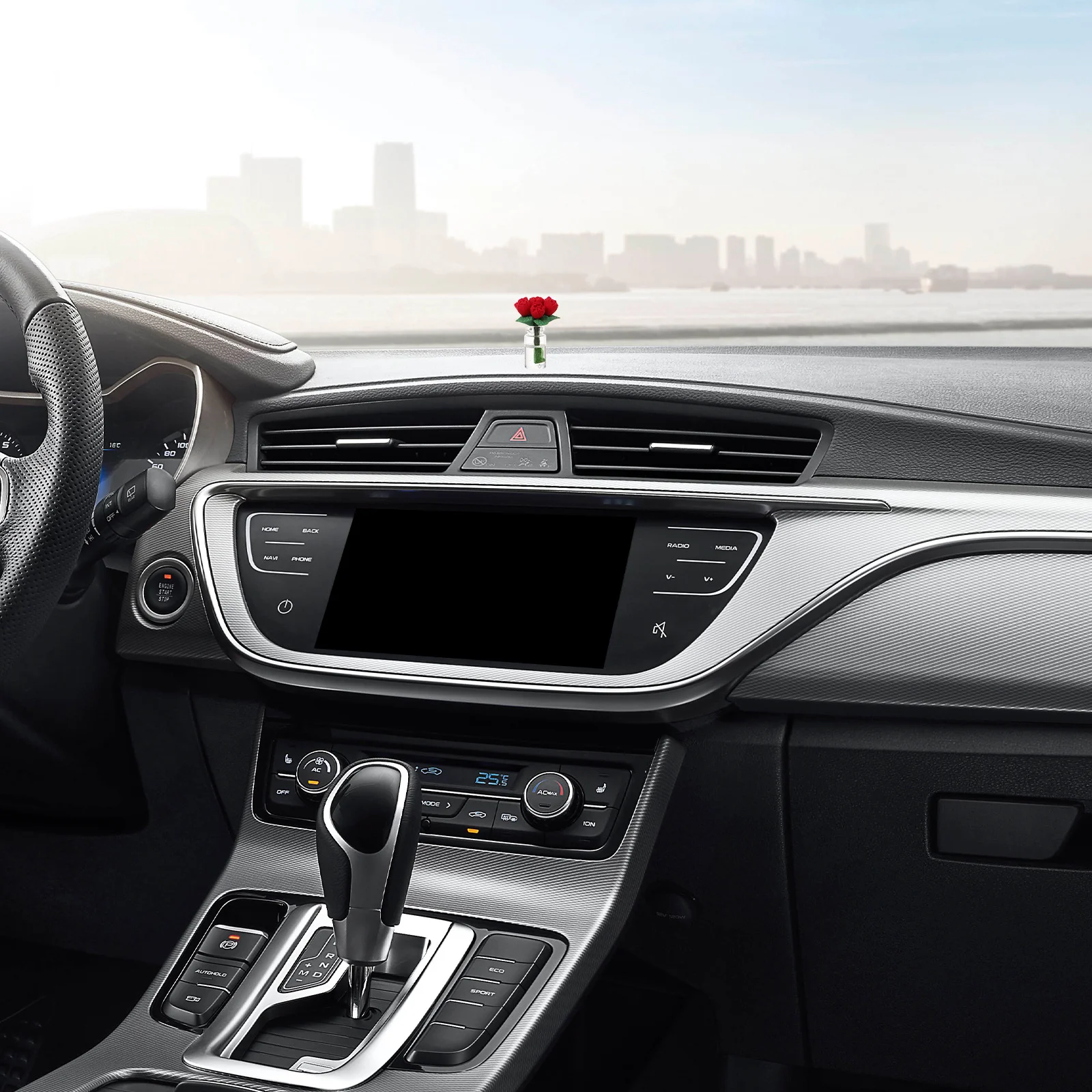 

Red Rose Car Dashboard Decoration Small Lightweight Glass Resin Flower Ornament Car Interior Decor Dashboard Accessories