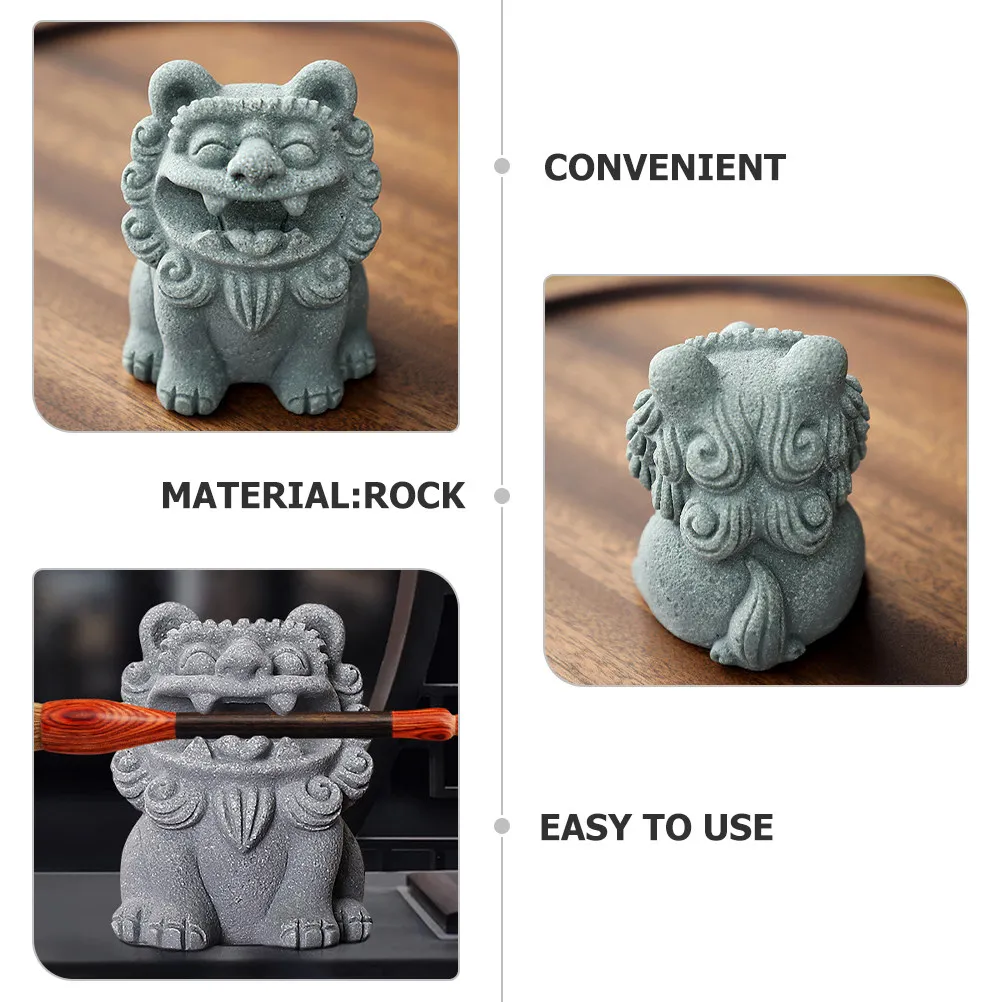 Chinese Guardian Lion Statue Set – 2pcs Sitting Mini Lion Sculptures for Home, Office, Garden & Desktop Decor