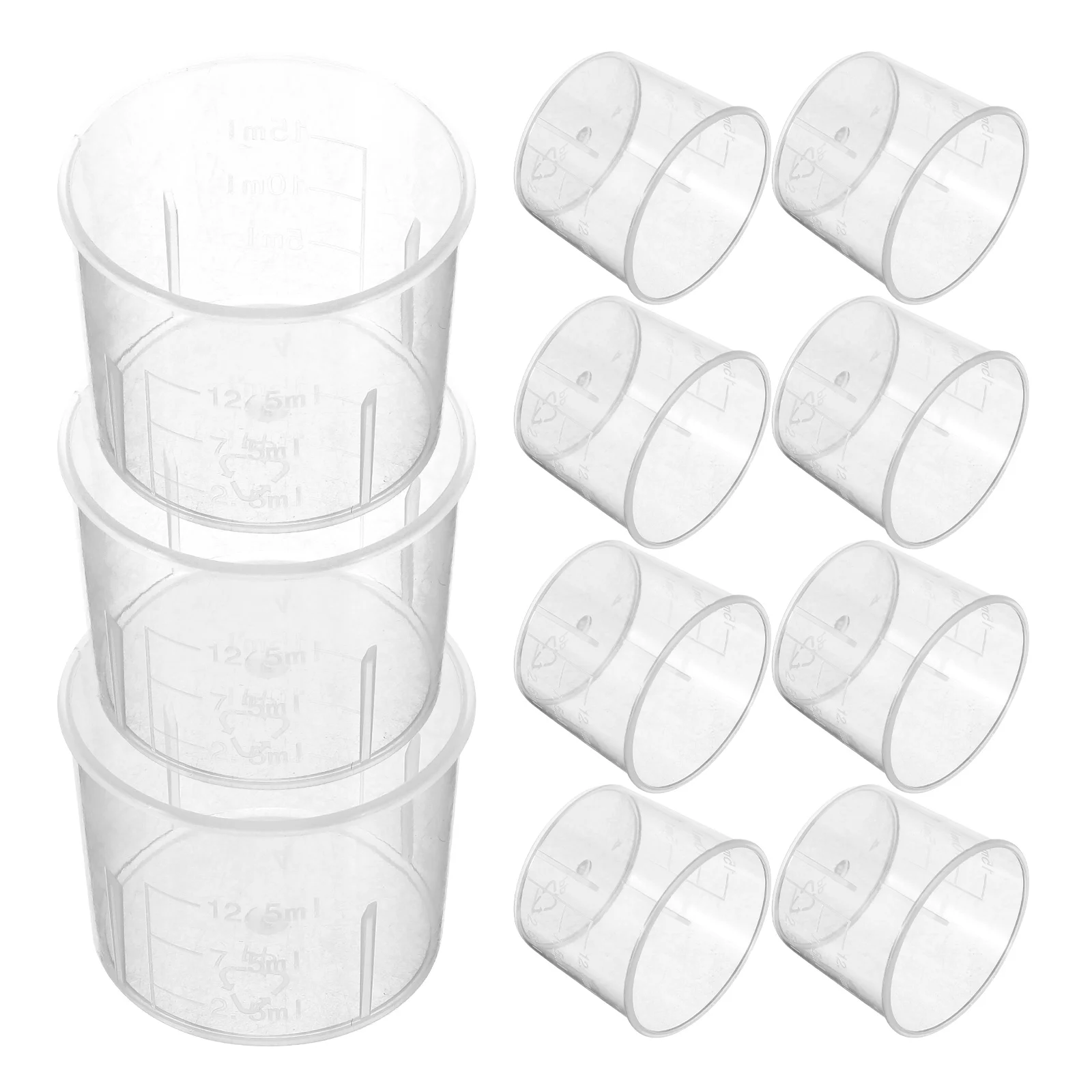 

100pcs Plastic Measuring Beakers 15ml Lab Supplies Kitchen Tools Material Graduated Scales Safe Practical Cups