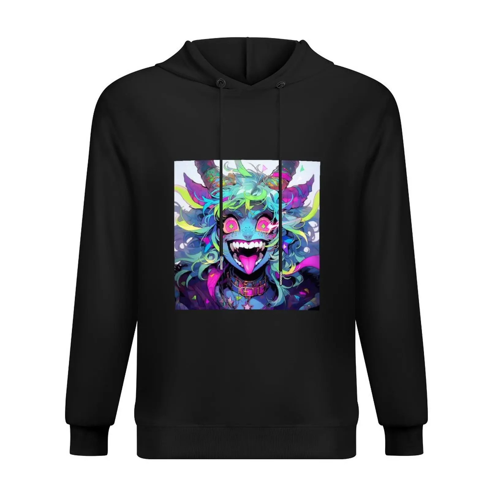 

Wacky Bright Colorful Excited Demon Anime Girl Hoodie men's clothes men wear mens clothes hoodie man