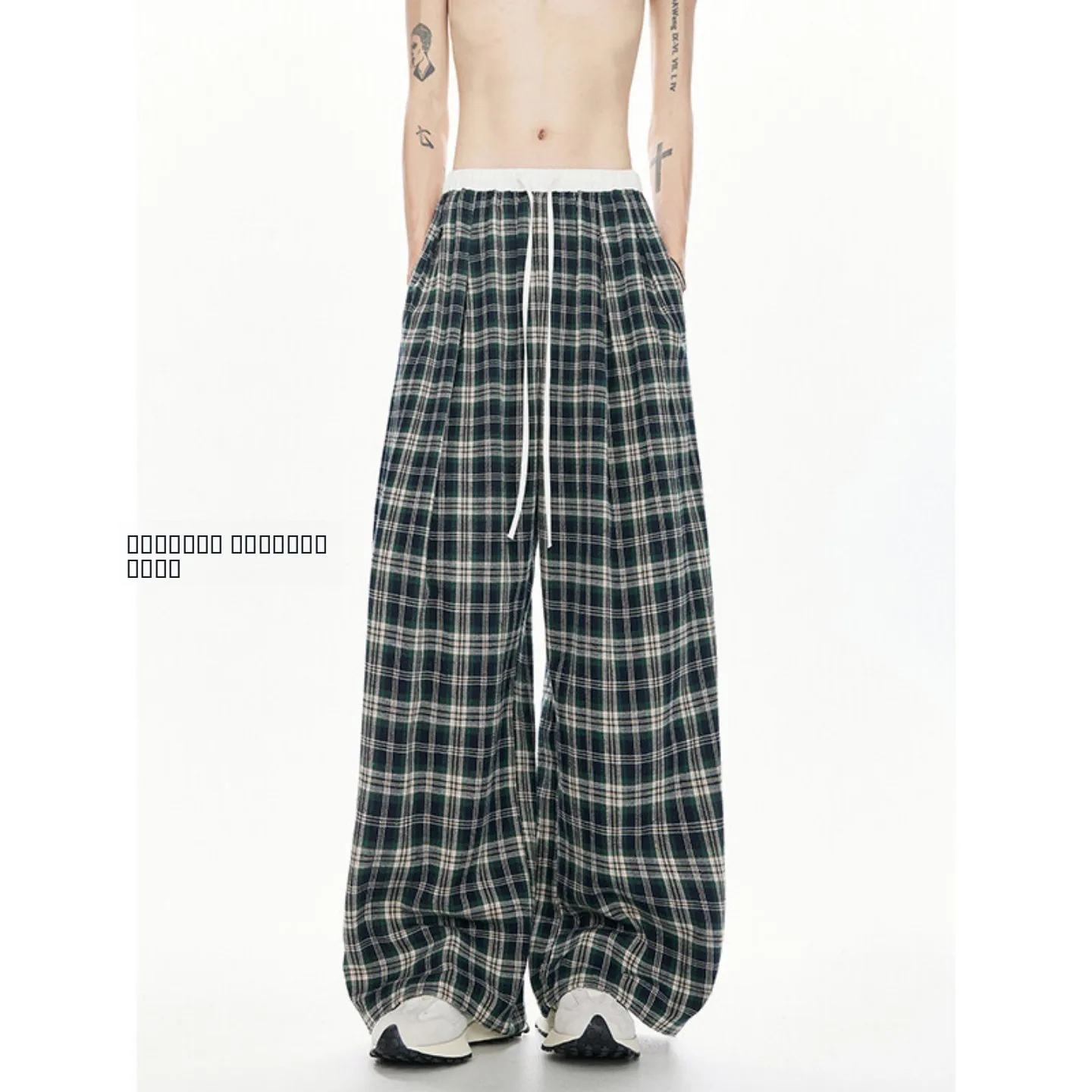 

Мужские повседневные брюки в стиле ретро с контрастным клетчатым узором, летние, модные, свободные, прямые, широкие, длинные брюки