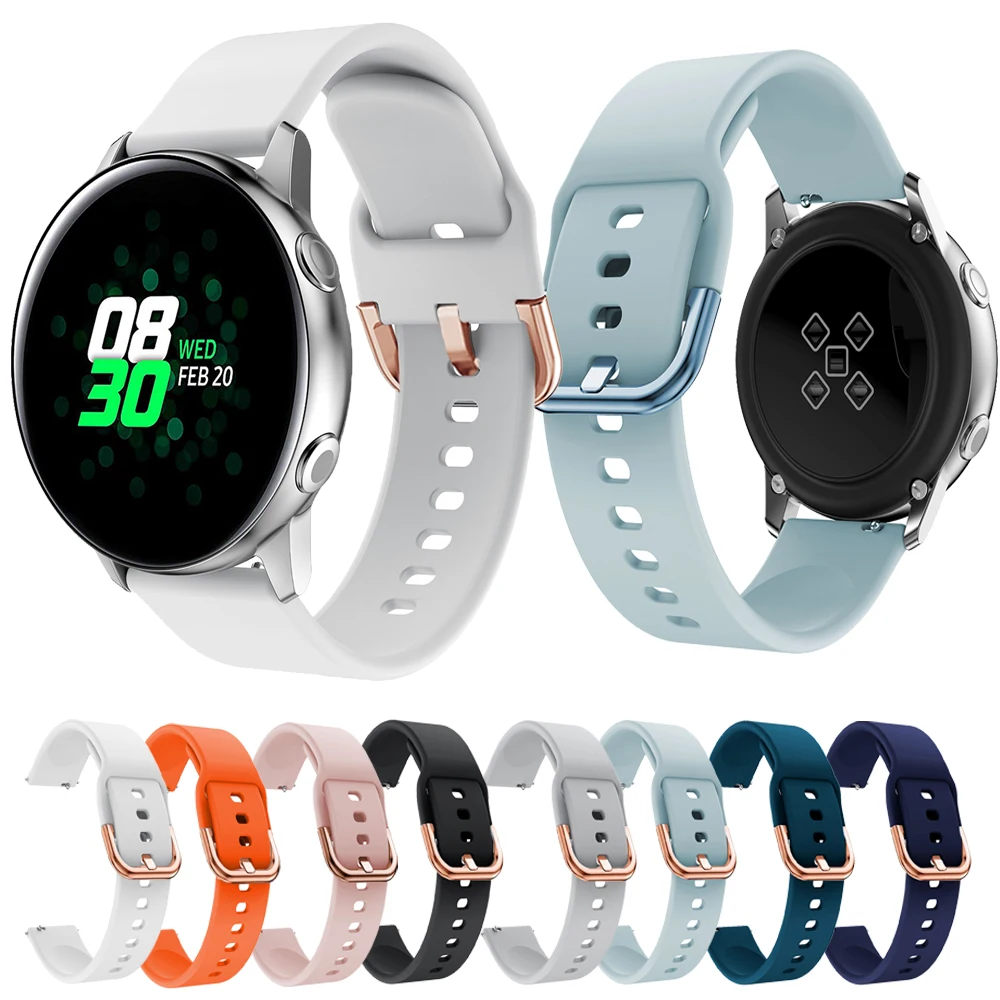 20mm For Samsung Galaxy Watch Classic Active 3 4 5 6 7 41 44 43 42 46 47mm Gear S2 Silicone Strap Bracelet Wristband Belt band