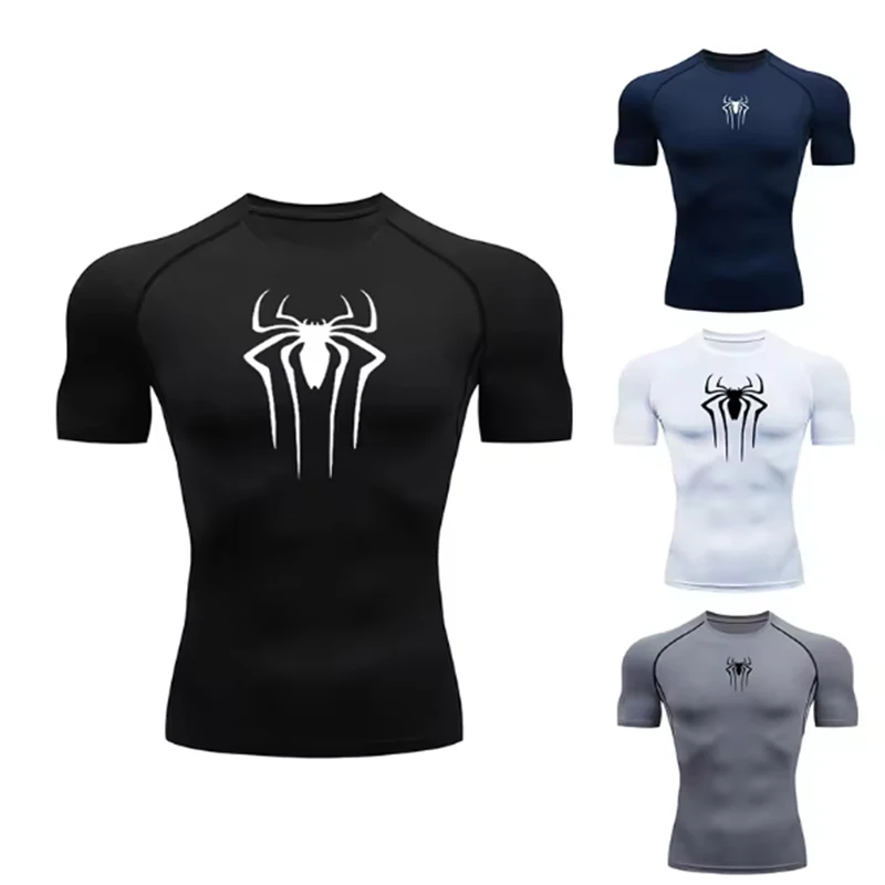 

2026 Компрессионная футболка, мужские спортивные футболки с короткими рукавами, спортивная одежда для фитнеса, бега, мужская эластичная быстросохнущая футболка для бега в тренажерном зале, топы