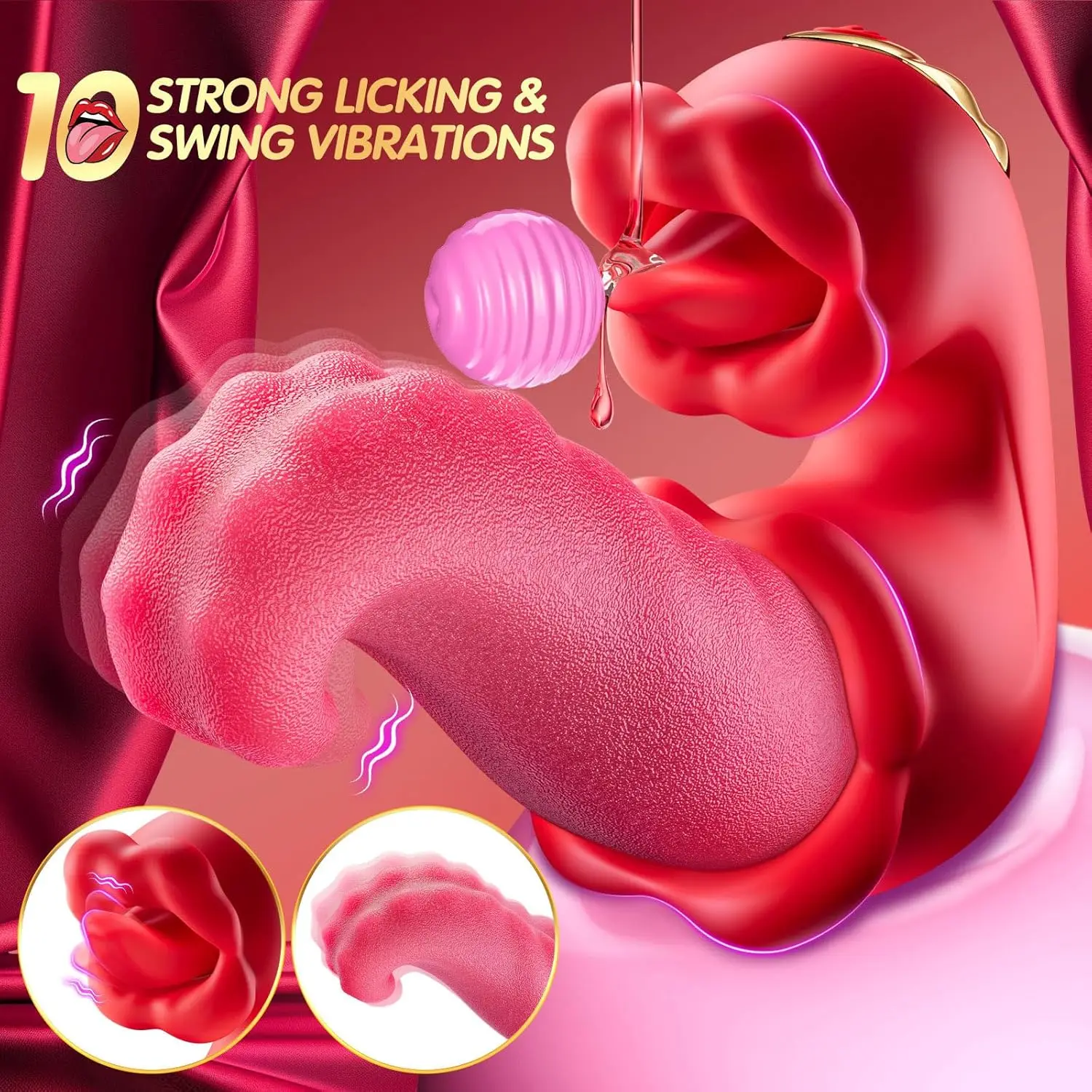 Vibrator Adult Sex Toys for Women - 4 in 1 Tongue Thrusting Vibrators Dildo Rose Sex Toys, G Spot Clit vibration Stimulator