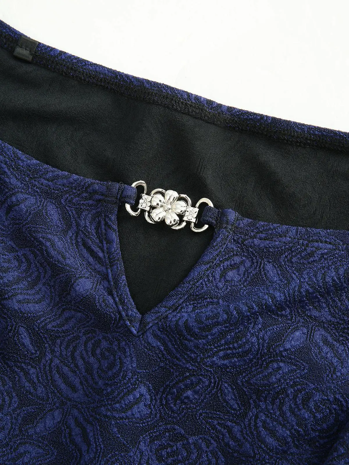 ROSEGAL Plus Size Vintage Dresses New Blue Flower Jacquard Embroidery Dress with Belt,Women Semi Formal,Off The Shoulder Dress