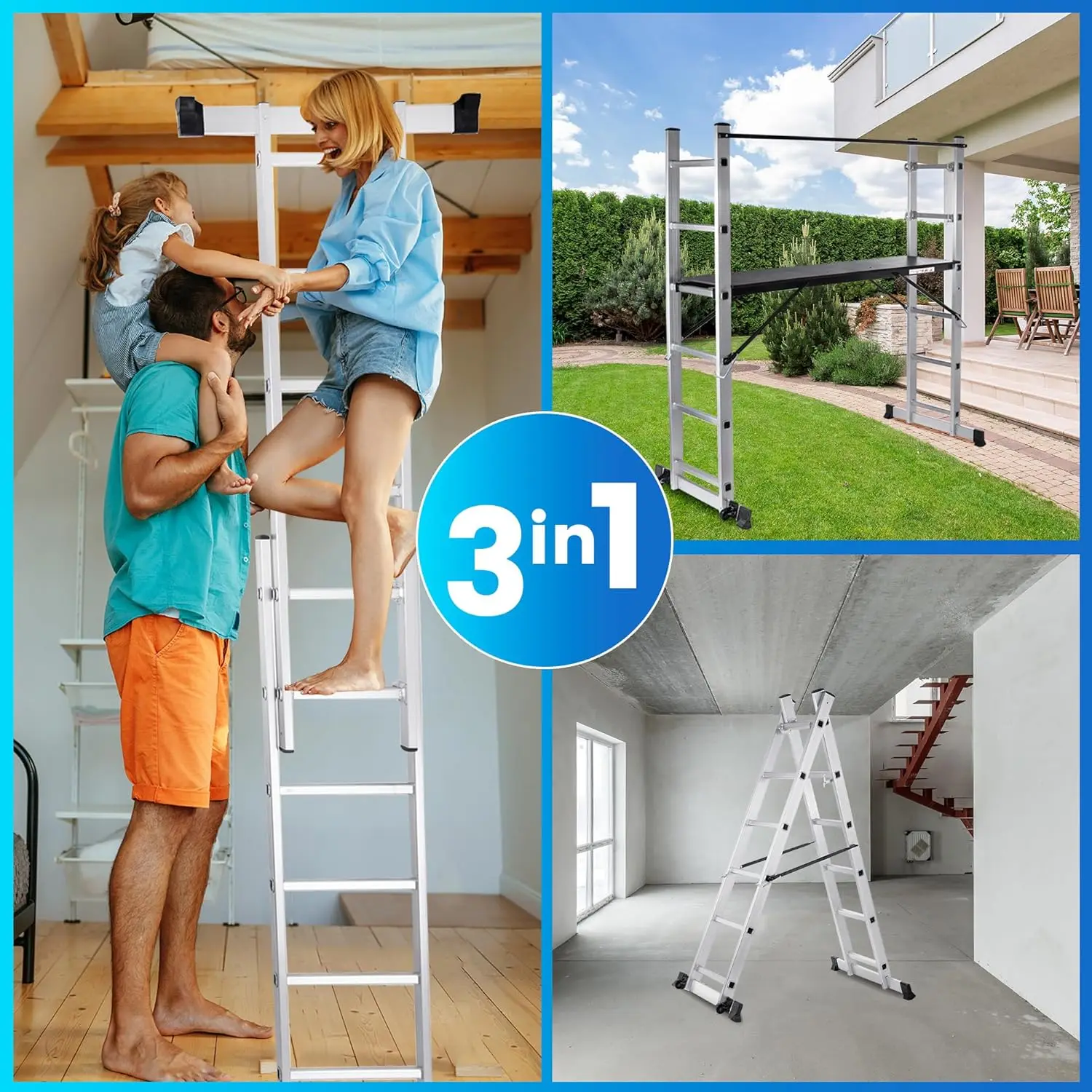 

Подходит для склада/кухни, бытовой портативной многофункциональной лестницы, телескопической складной лестницы из алюминиевого сплава.