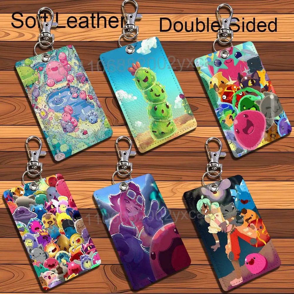 cute Naughty Slime Rancher Card Holder With Keychain Executive Protection For Bank Credit Subway Bus Case
