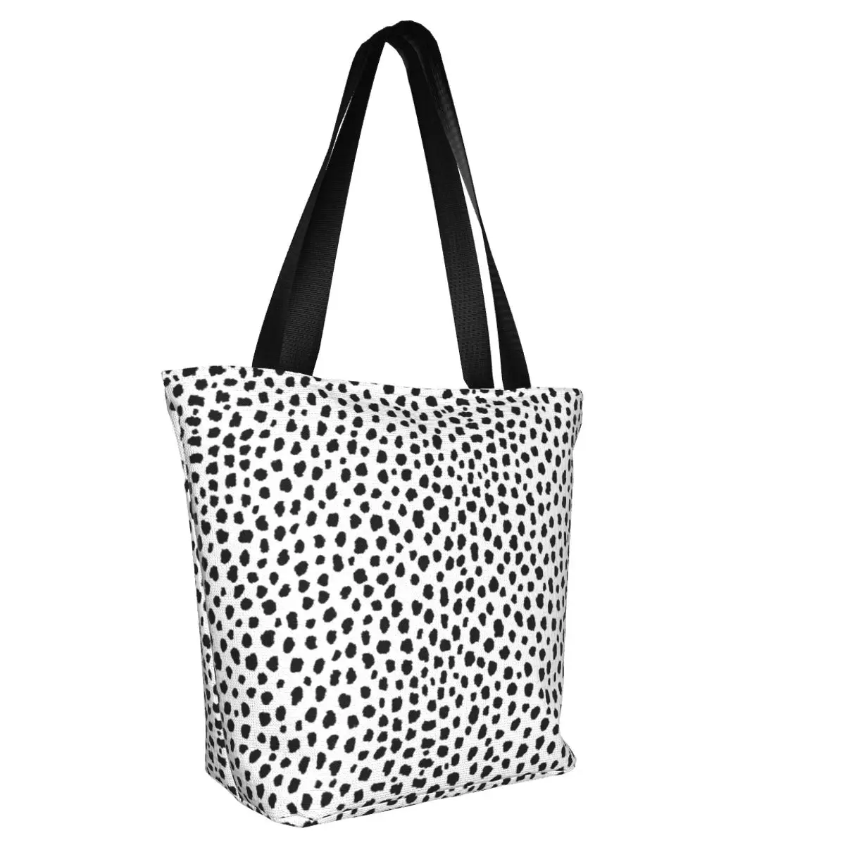 Dalmatian Spots Casual Shoulder Tote Shopping Bag Large Capacity Zip Pocket Bag For Travelling Halloween Gift