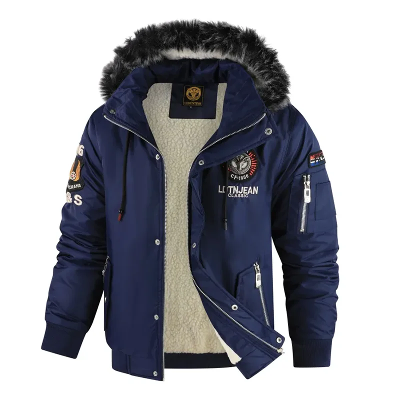 الشتاء سميكة الدافئة متعددة جيب البضائع معطف الرجال الأزياء مقنعين سترة عارضة فضفاض سترة في الهواء الطلق يندبروف السترات الملابس #4